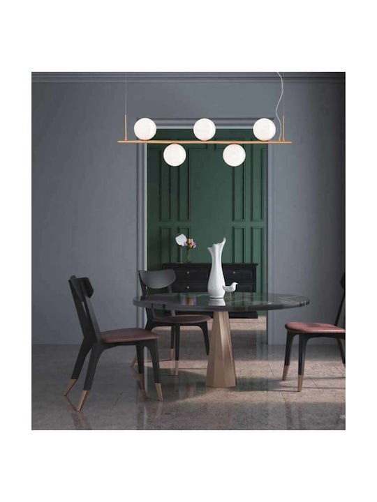 Zambelis Lights Μοντέρνο Κρεμαστό Φωτιστικό Πολύφωτο για 5 Λαμπτήρες E14 σε Χρυσό Χρώμα 1998